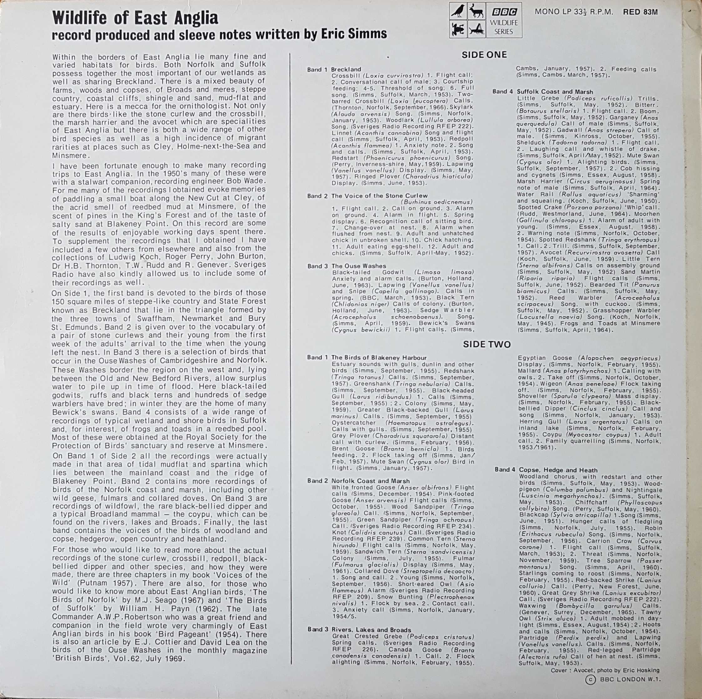 Picture of RED 83 Wildlife of East Anglia by artist Various from the BBC records and Tapes library
